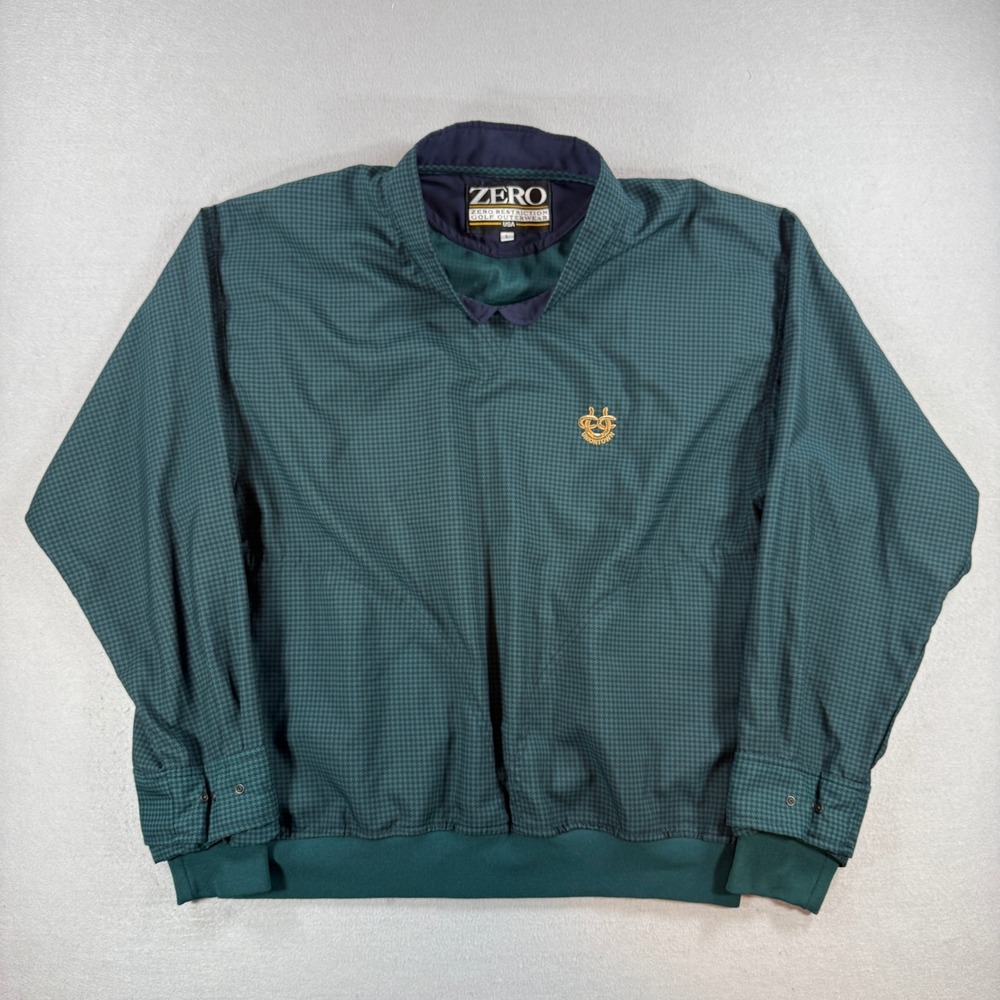Zero Restriction Golf Windbreaker Mens Large Green Houndstooth Uniontown Jacket